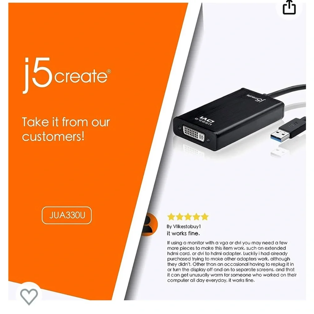 j5create USB 3.0 DVI Display Adapter EUC